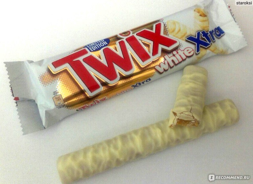 Twix белый, шоколадный батончик 55 г