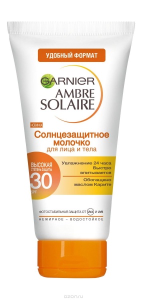 Солнцезащитное молочко Garnier для лица и тела Ambre Solaire SPF 30  фото