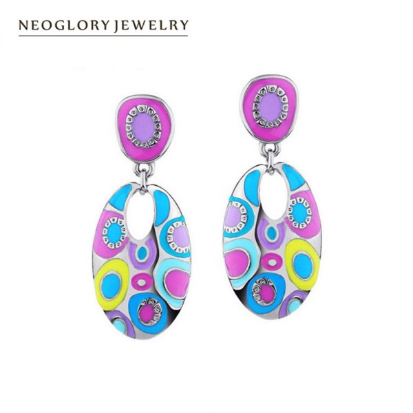 Серьги Neoglory Enamel Colorful Drop Dangle Earrings For Women Vintage Fashion Beach фото
