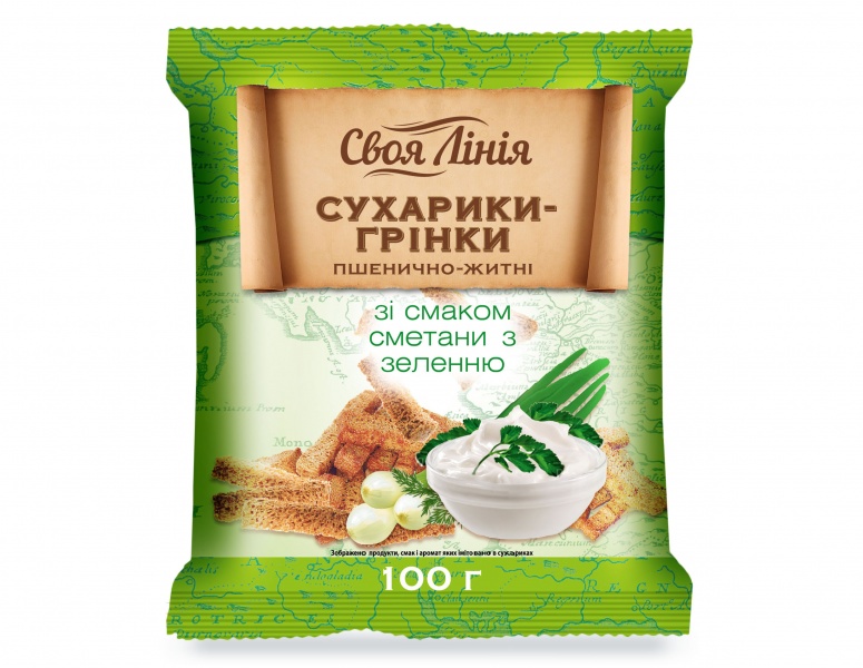 Сухарики Своя линия Со вкусом сметаны с зеленью. | отзывы
