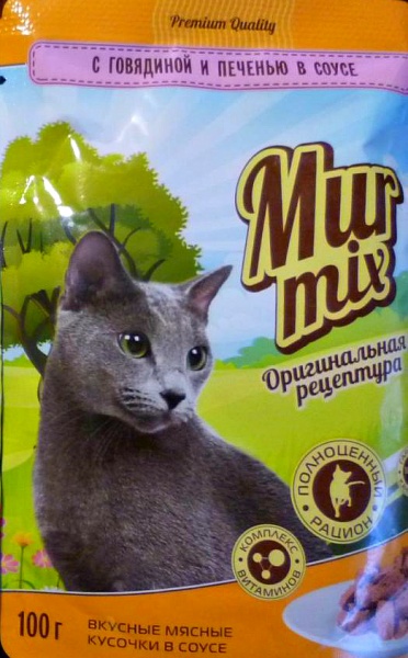 Корм для кошек Mur mix С говядиной и печенью в соусе фото