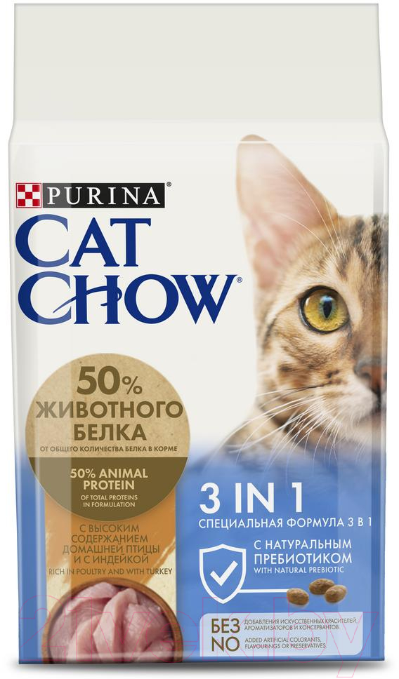 Корм для кошек Purina Cat Chow 3 в 1 полнорационный домашняя птица с ...