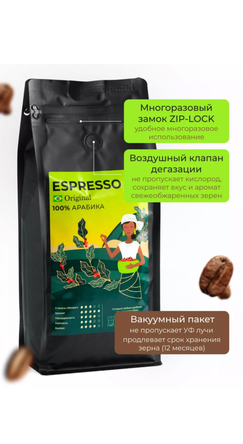 Кофе в зёрнах Жаркие зёрна Espresso Original 100% Арабика | отзывы