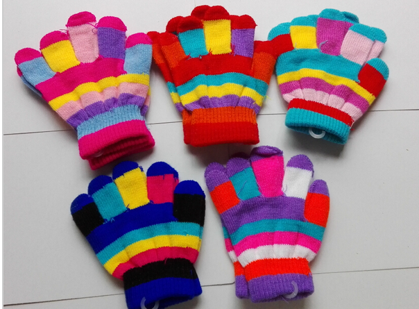 Перчатки AliExpress Lovely colorful Strips Baby Mittens full Finger Knit Gloves, Cotton blend Knit Gloves cheap stuff free shipping фото