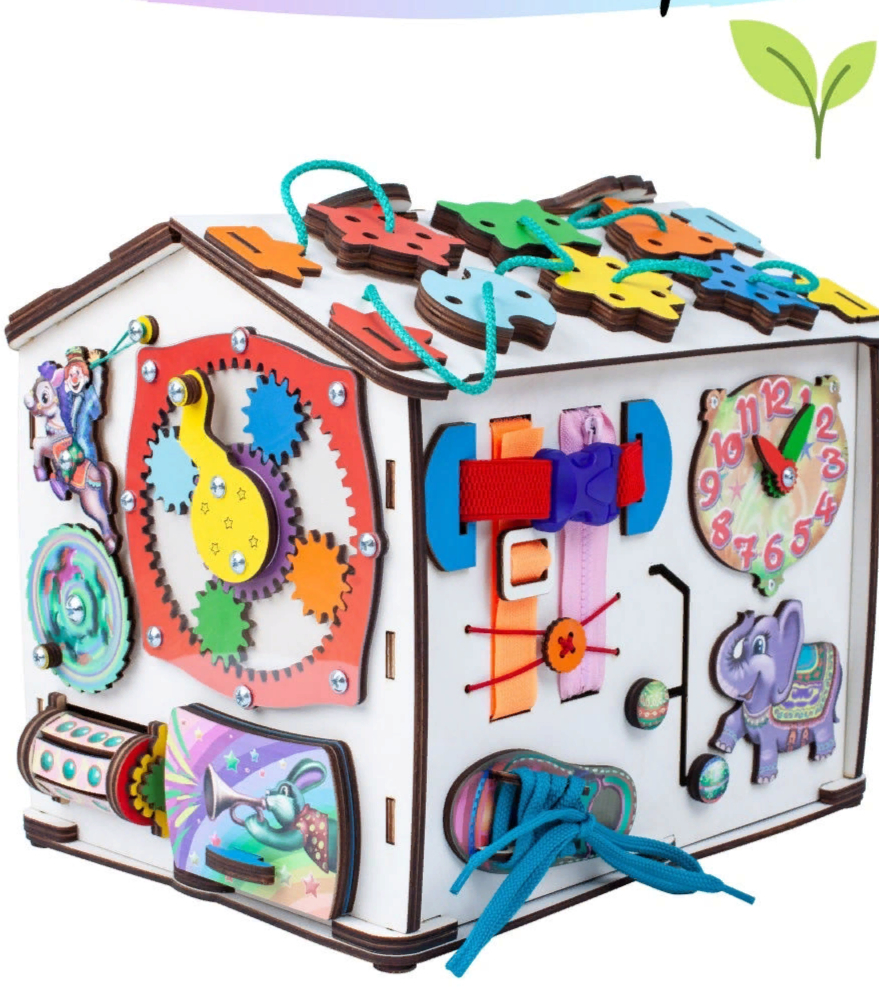 Развивающая игра Jolly Kids Бизиборд Бизи-дом со светом, Развивающий домик фото