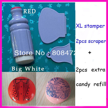 Набор для стемпинга Aliexpress Free Shipping Marshmallow Stamper Jelly Soft Nail Stamp With Extra Refill XL stamper 2PCS Plastic scraper Big Soft Nail Stamp фото