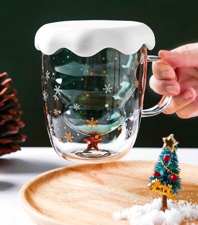 Christmas Cup Transparent Double Anti-Scalding Glass Christmas Tree Star Cup  Coffee Cup Milk Juice Cup Children's Christmas Gift - AliExpress