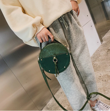 Aliexpress Vintage Scrub Leather Round Designer Crossbody Bag For Women 2019 PU Leather Shoulder Bags Ladies Small Handbags Mini Tote Bag