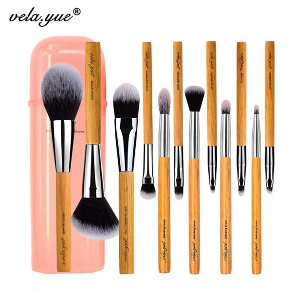 Набор кистей для макияжа Vela.yue  Makeup Brush Set 12 pieces Cruelty Free Full Function Face Cheek Eyes Lips Beauty Tools Kit with Case фото