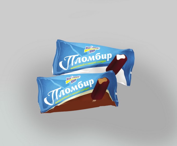 Мороженое ОАО "Молочный мир" Пломбир шоколадный в мягкой глазури фото