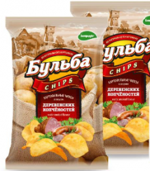 Чипсы БУЛЬБА chips из натурального картофеля со вкусом Деревенских копченостей фото