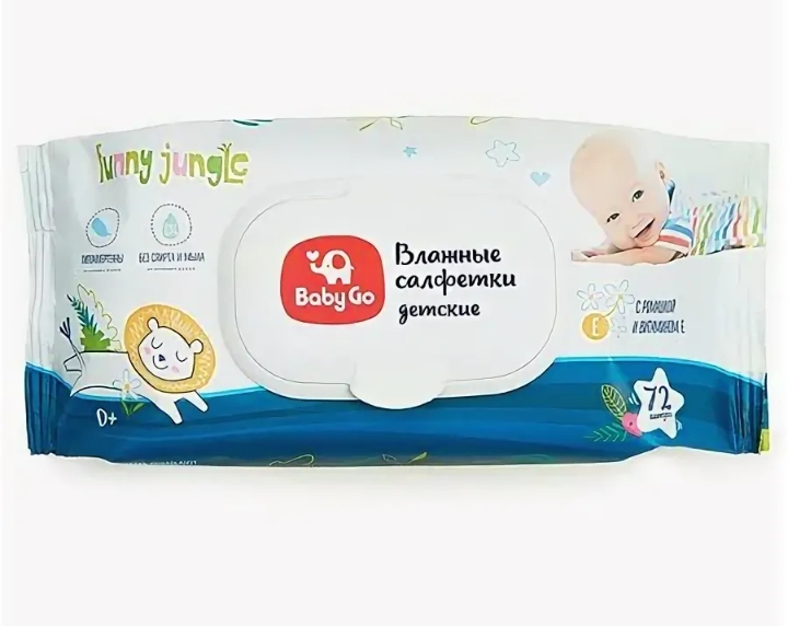 Влажные салфетки Baby Go с ромашкой и витамином Е фото