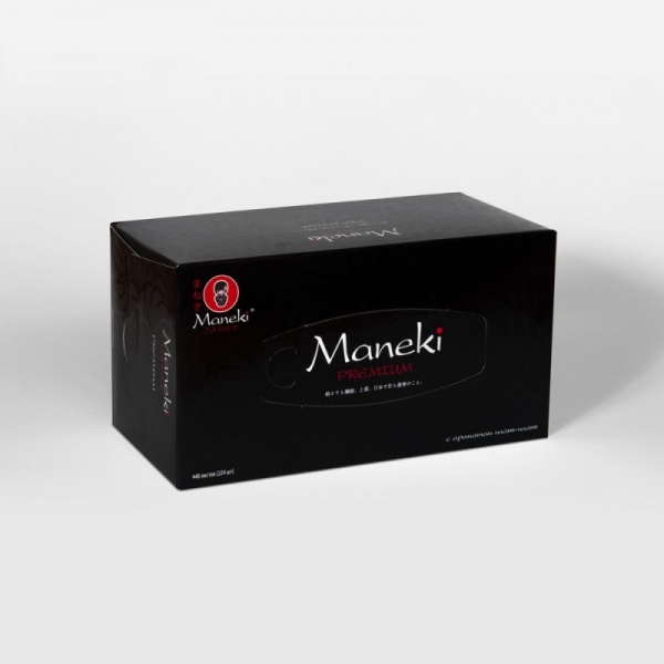 Салфетки бумажные Maneki, серия Black&White, с ароматом иланг-иланг, 2 слоя, 224 шт./коробка фото