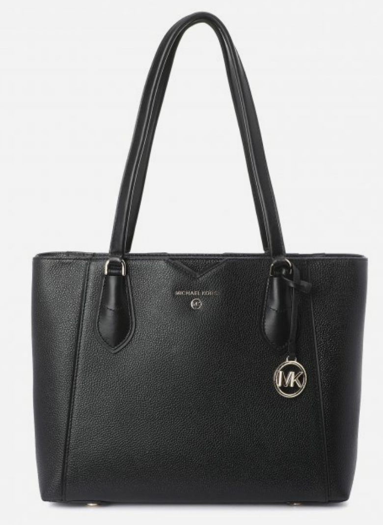 mae medium pebbled leather and logo tote bag