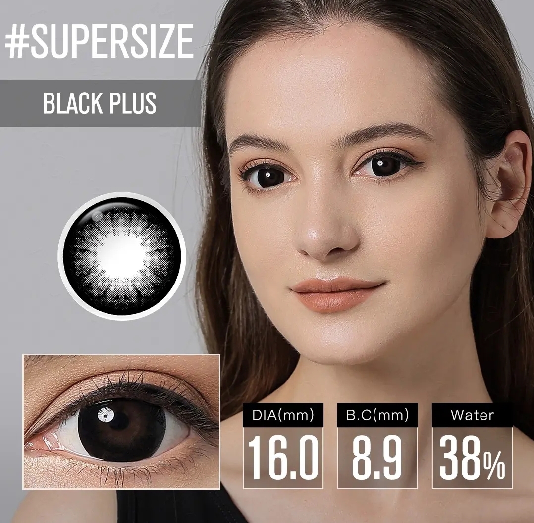 Контактные линзы цветные, увеличивающие глаза Aliexpress Black lenses 16mm  contact lenses supersize black large lense with Diopter for eyes beauty  cosmetic with power | отзывы