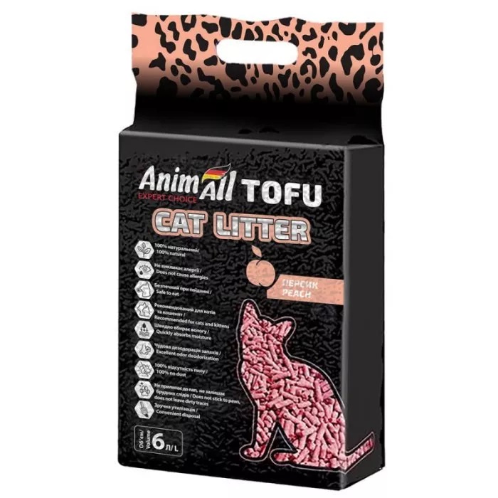 Наполнитель для кошачьего туалета AnimAll Tofu (Тофу) соевый комкующийся с ароматом персика фото