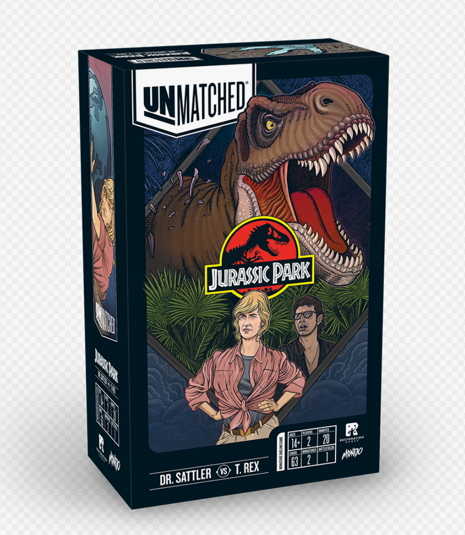 Настольная игра GaGa Games Unmatched Jurassic Park — Dr. Sattler vs T. Rex  - «Динамичный настольный файтинг Unmatched - в смертельной схватке сойдутся  доктор Элли Сэттлер и Ти-рекс. Кто победит? Всё зависит