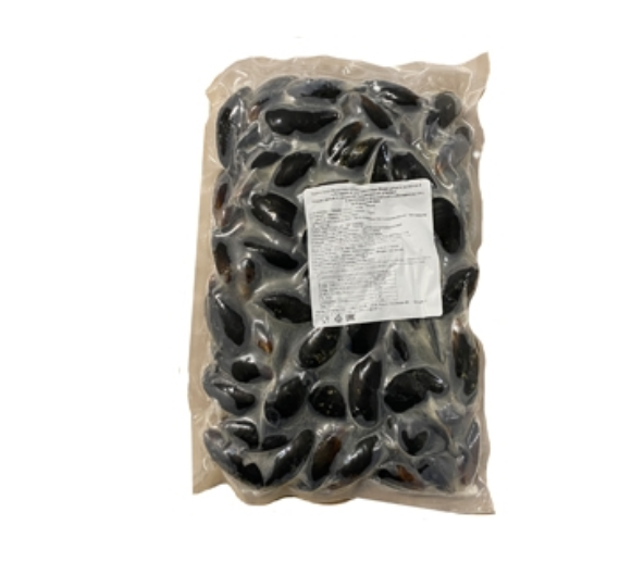 Мидии варено-мороженые ООО "Мореодор" в голубых раковинах 40/60, 1 кг фото