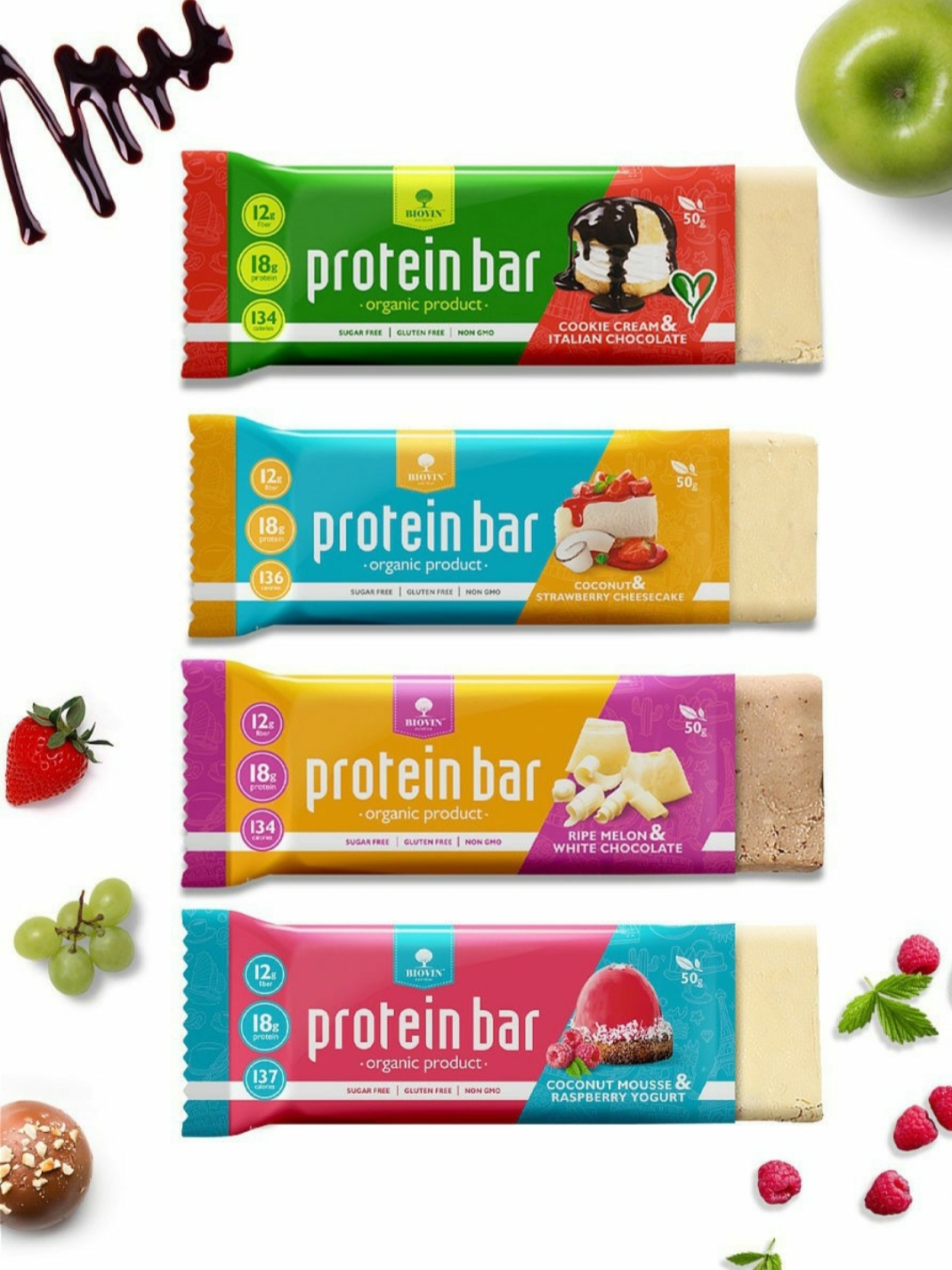 Протеиновый батончик Biovin Nutrition Protein Bar со вкусом "Печенье крем с кусочками итальянского шоколада" фото