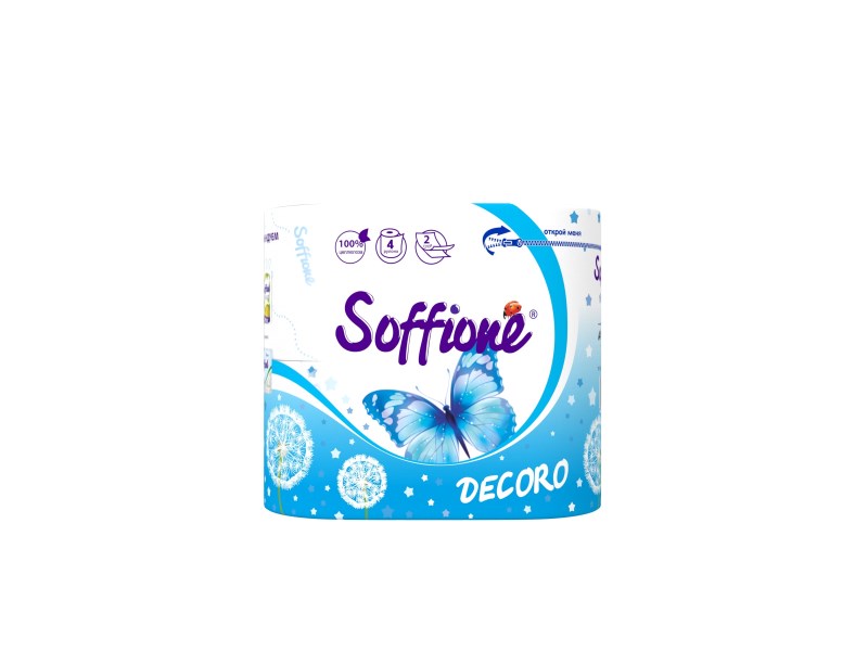 Туалетная бумага Soffione Decoro Blue, двухслойная | отзывы