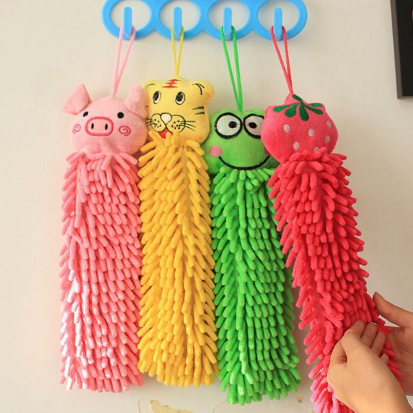 New Cute Kitchen Towel Hanging Microfiber Soft Hand Towels Kids Enjoy Clean  and Dry Hands For Kitchen Bathroom Cartoon Cloths