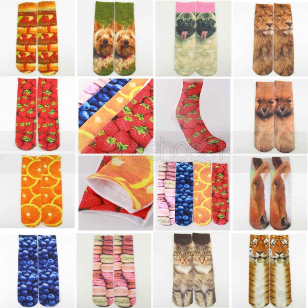 New Casual Christmas Old Man Printing 1Pair Fashion Cotton Blend Ankle Socks 350