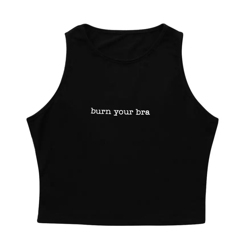 Топ AliExpress Женский burn your bra Snowshine YLW Women Bra Tops Crop Top Vest Sleeveless Blouse T-shirt  фото