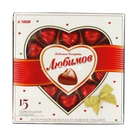 Конфеты Любимов "15 Шоколадных сердечек" Молочный шоколад и пралине из фундука