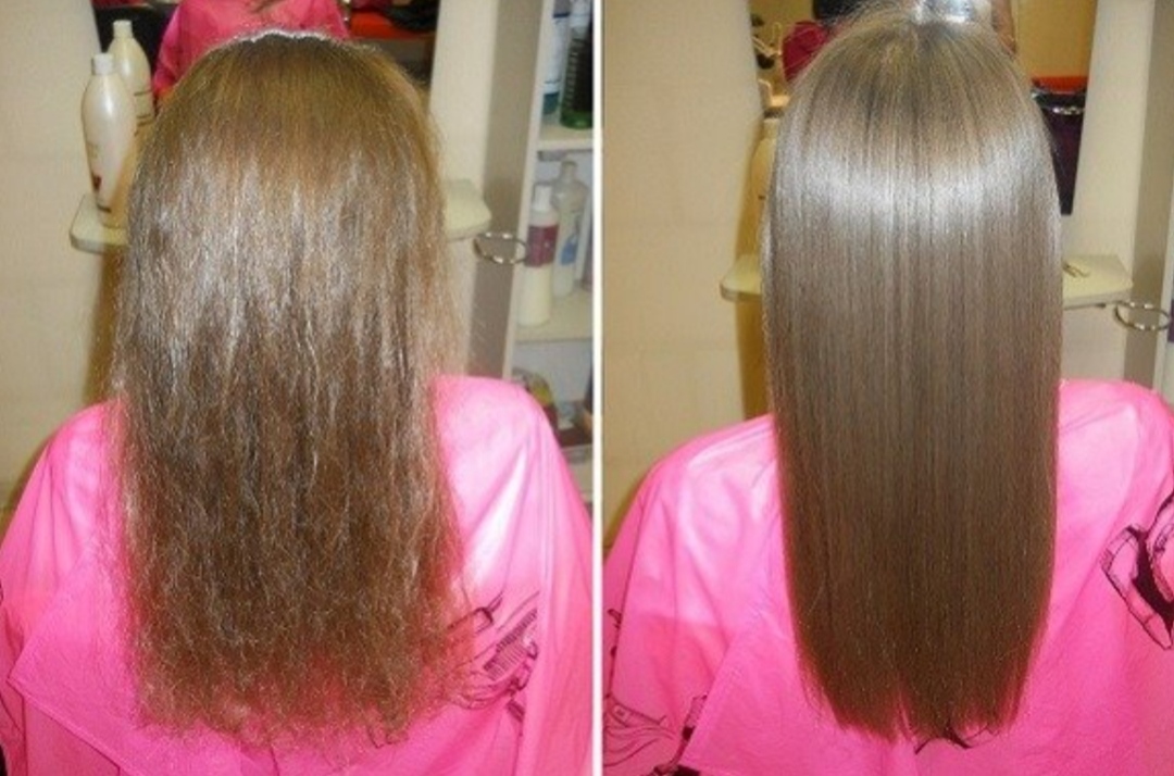 Кератин на мелированные волосы фото до и после