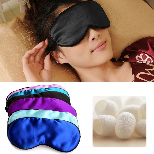 Повязка для сна Aliexpress 1pc New Pure Silk Sleep Eye Mask Padded Shade Cover Travel Relax Aid 6721