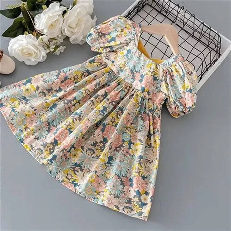 Платье летнее AliExpress Lawadka / new summer children's dress for girls; Dresses with floral print and bow for girls; fashion children's princess clothes for girls; 2022 фото