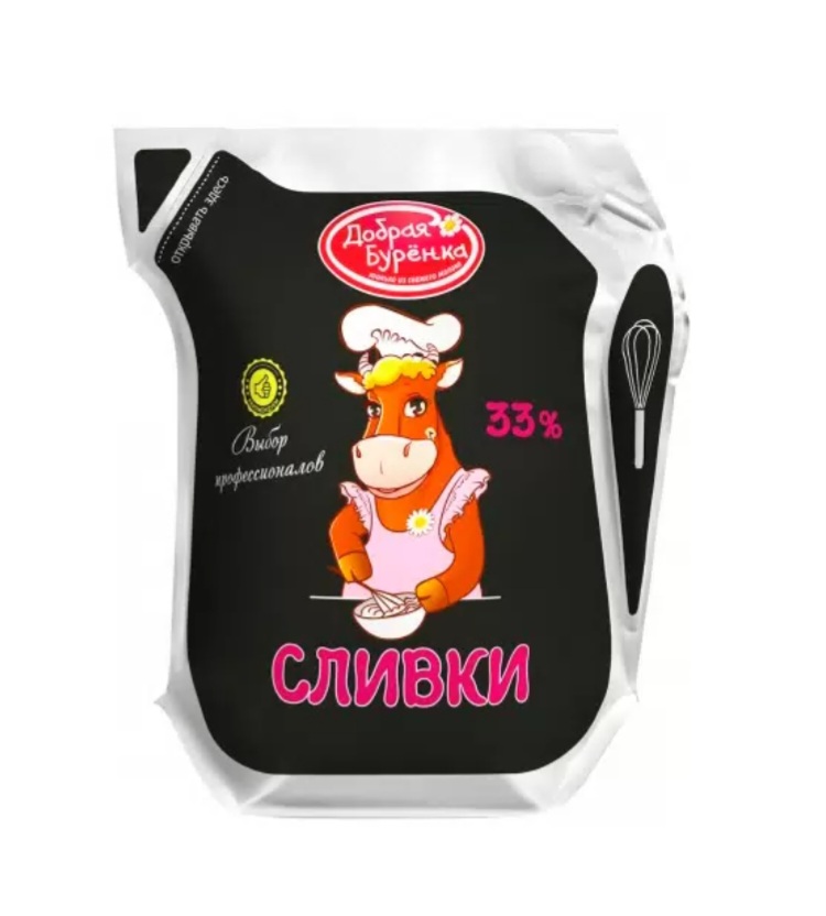 Сливки «Добрая бурёнка» ультрапастеризованные 33% | отзывы