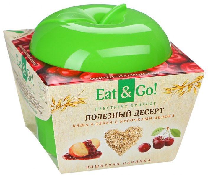 Десерт полезный eat go каша овсяная с кусочками яблоканачинка мед 225г