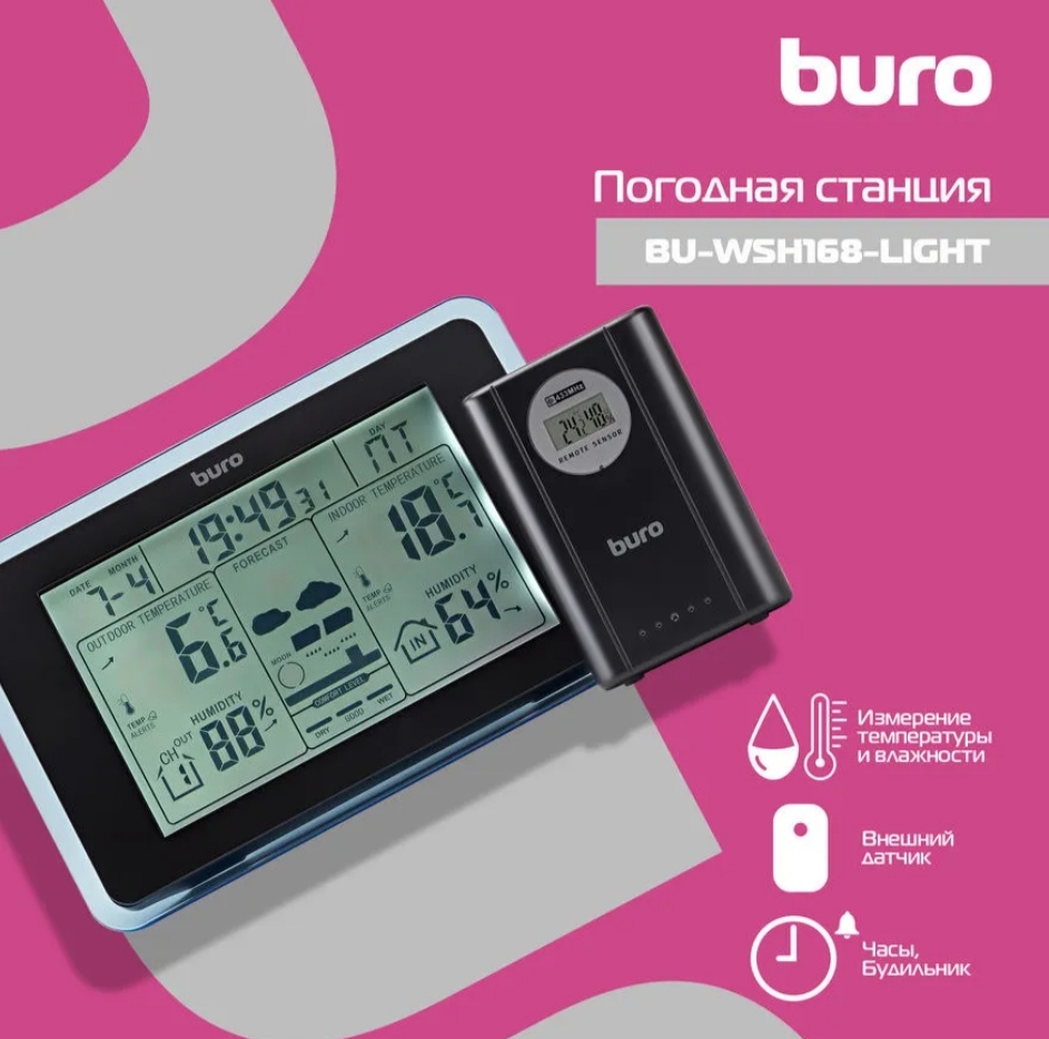 Погодная станция Buro Проводная BU-WSH168-LIGHT - «Главней всего погода в  доме, всё остальное суета.... Сразу вспомнились эти строчки из песни... » |  отзывы