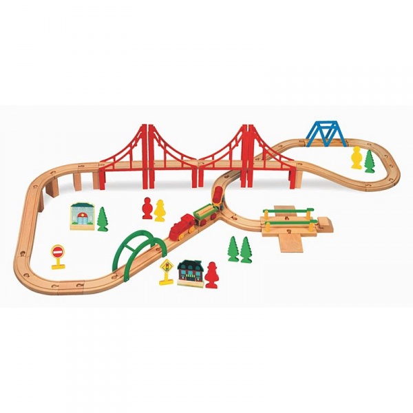 60 piece wooden train set