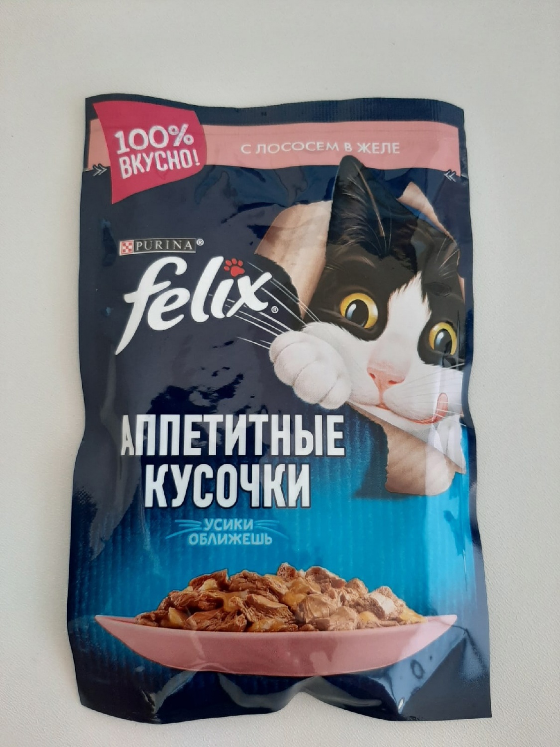 Корм для кошек FELIX с лососем в желе аппетитные кусочки фото