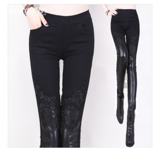 lace leather pants