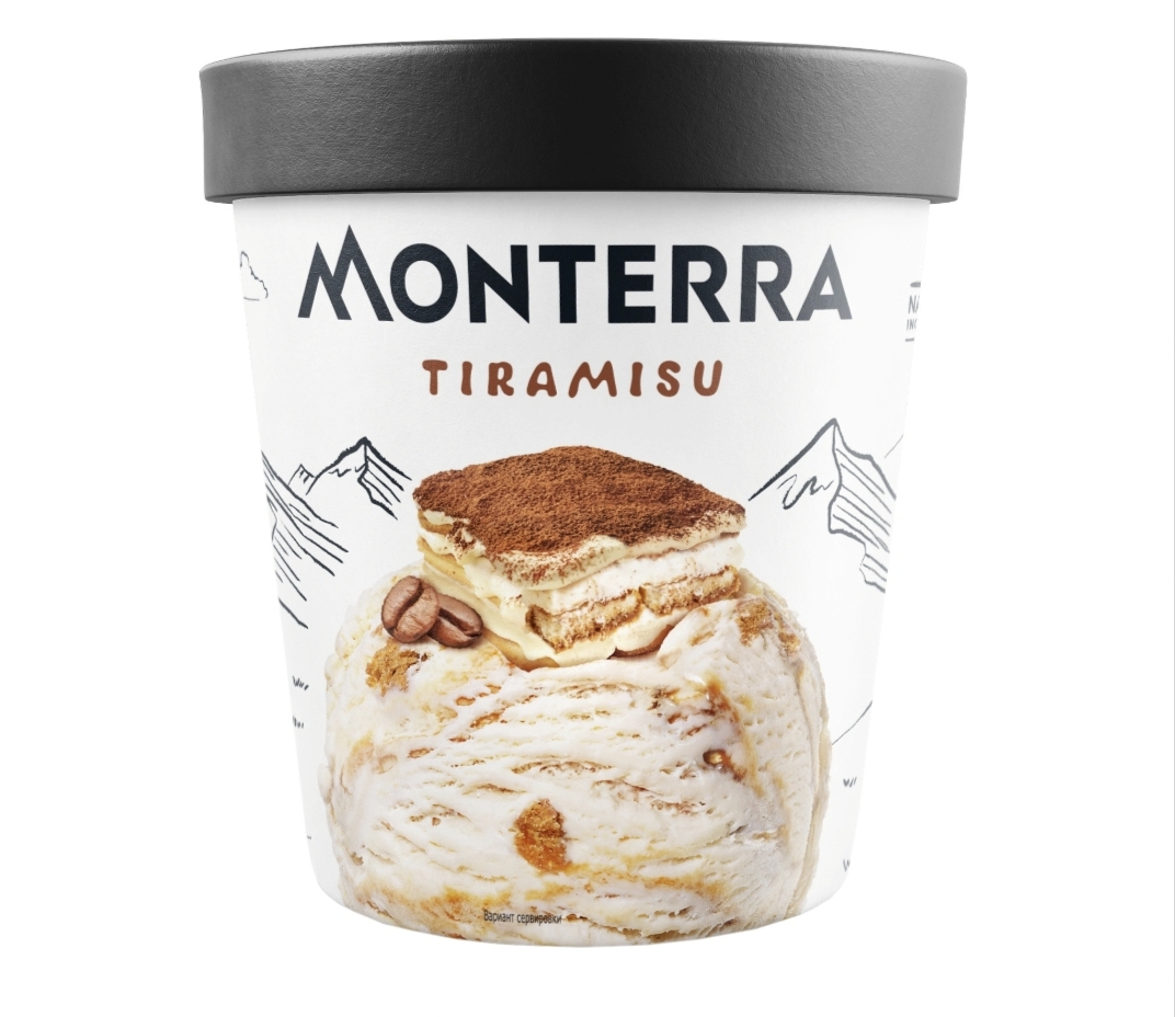 Мороженое Monterra пломбир Tiramisu с сыром маскарпоне и кусочками печенья  Тирамису 14%, 277г - «Самое изысканное мороженое! Теперь покупаю только  его! Что лучше, оригинальный десерт тирамису или всё-таки мороженое, с его  вкусом?» |