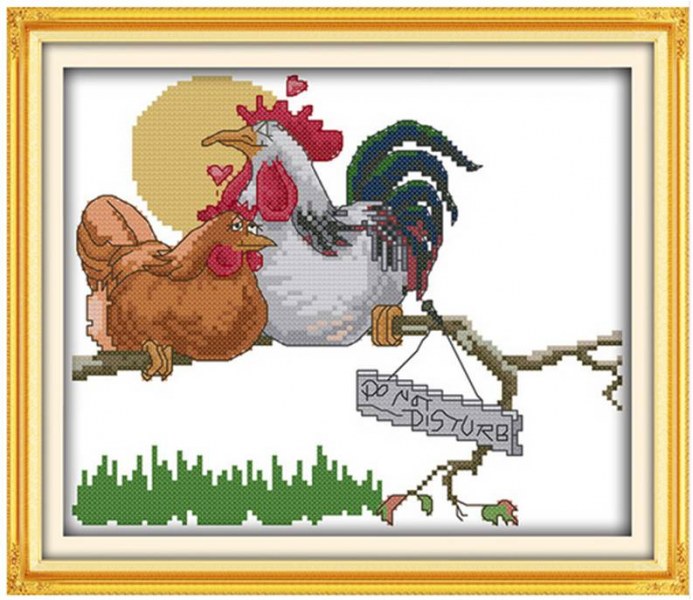 Схема вышивки: Кантри вышивка - Петух и курица