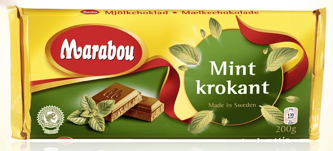 Шоколад молочный Marabou с мятой 200 гр