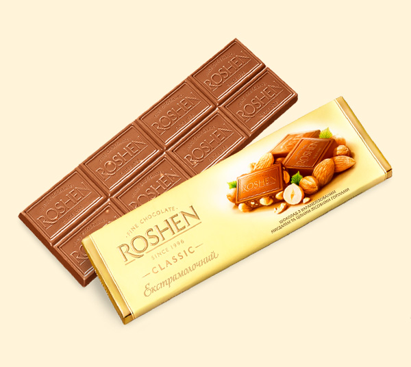 Roshen шоколад молочный пористый 80 г