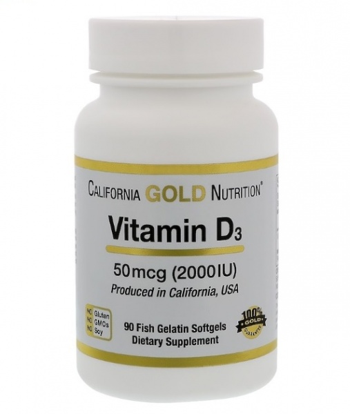 БАД California Gold Nutrition Витамин D3 в капсулах 2000 IU фото