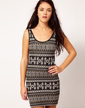 ASOS River Island Lurex Mix Aztec Body Con Dress