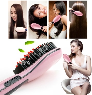 Выпрямитель волос Aliexpress 2016 New Professional Brush Electric Hair Straightener Brush Hair Comb LCD Display Straightening Irons Straight Hair Brush фото