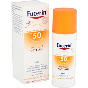 Солнцезащитное средство для лица Eucerin Anti-Age Sun Fluid SPF 50  - антивозрастной флюид SPF 50 фото