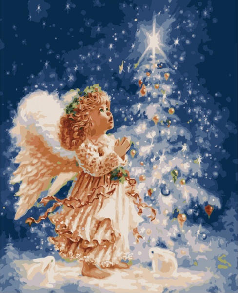 Раскраска ангелочек рождественский