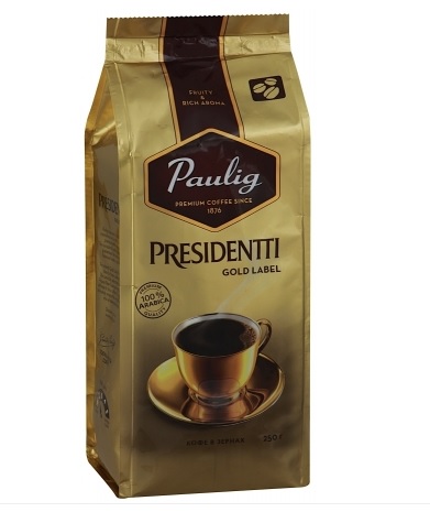 Кофе в зёрнах Paulig Presidentti Gold Label 250г фото