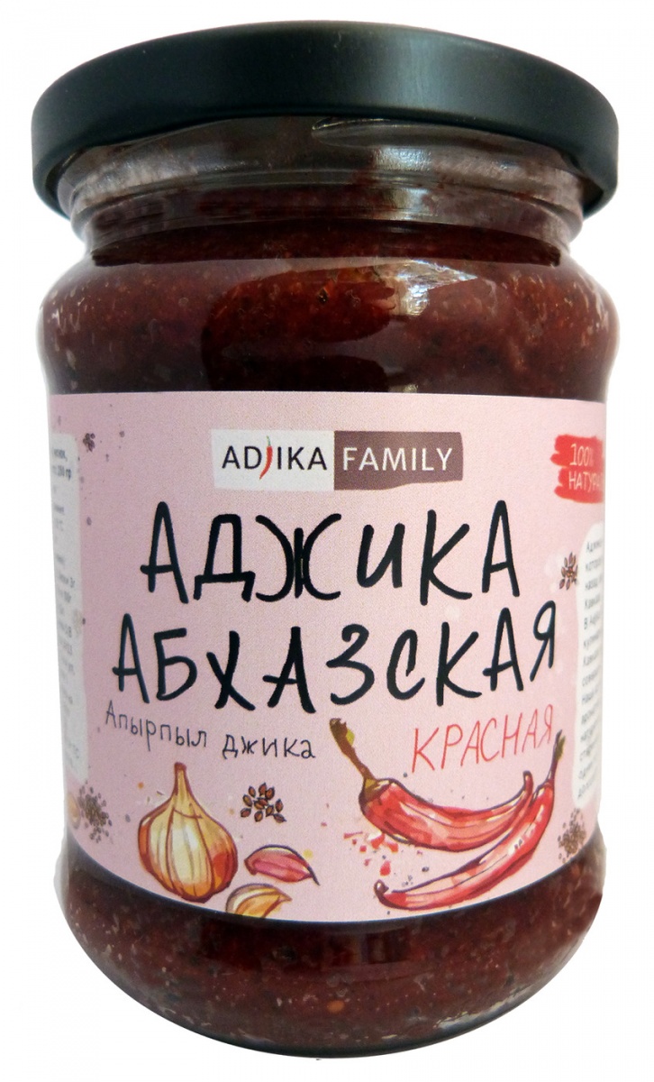 Аджика Adjika Family Абхазская красная, 250 г - «⭐️ Аджика, которая покорит  ваше сердце! Хороша и как соус, и как отдельный ингредиент в блюде.  Подойдет для любителей в меру острой кухни.⭐️» | отзывы