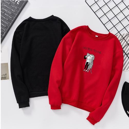 AliExpress Korea Style Harajuku Hoodies Women Fashion Printing Streetwear Casual Pullovers O Neck Basic Sweatshirts 2018 Cute Stud earring