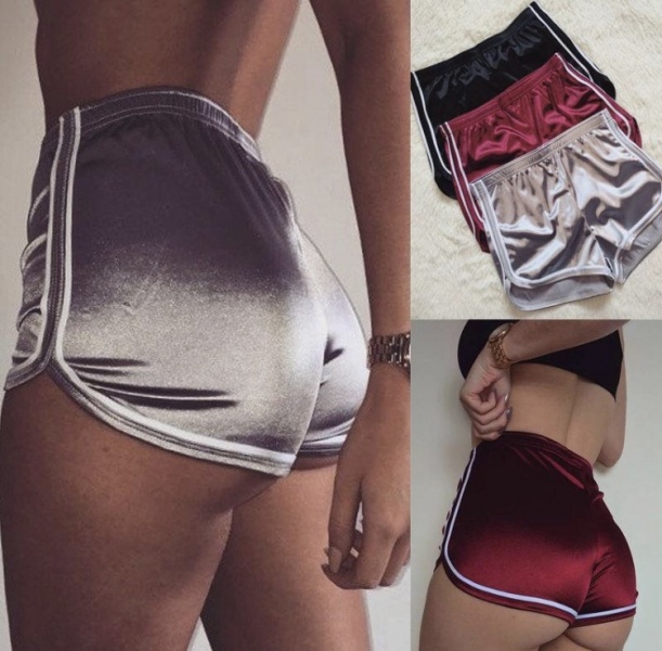 AliExpress Fashion Sexy Women High Waist Sport Shorts Summer Casual Shorts Shiny Shorts dames short korte broek2018